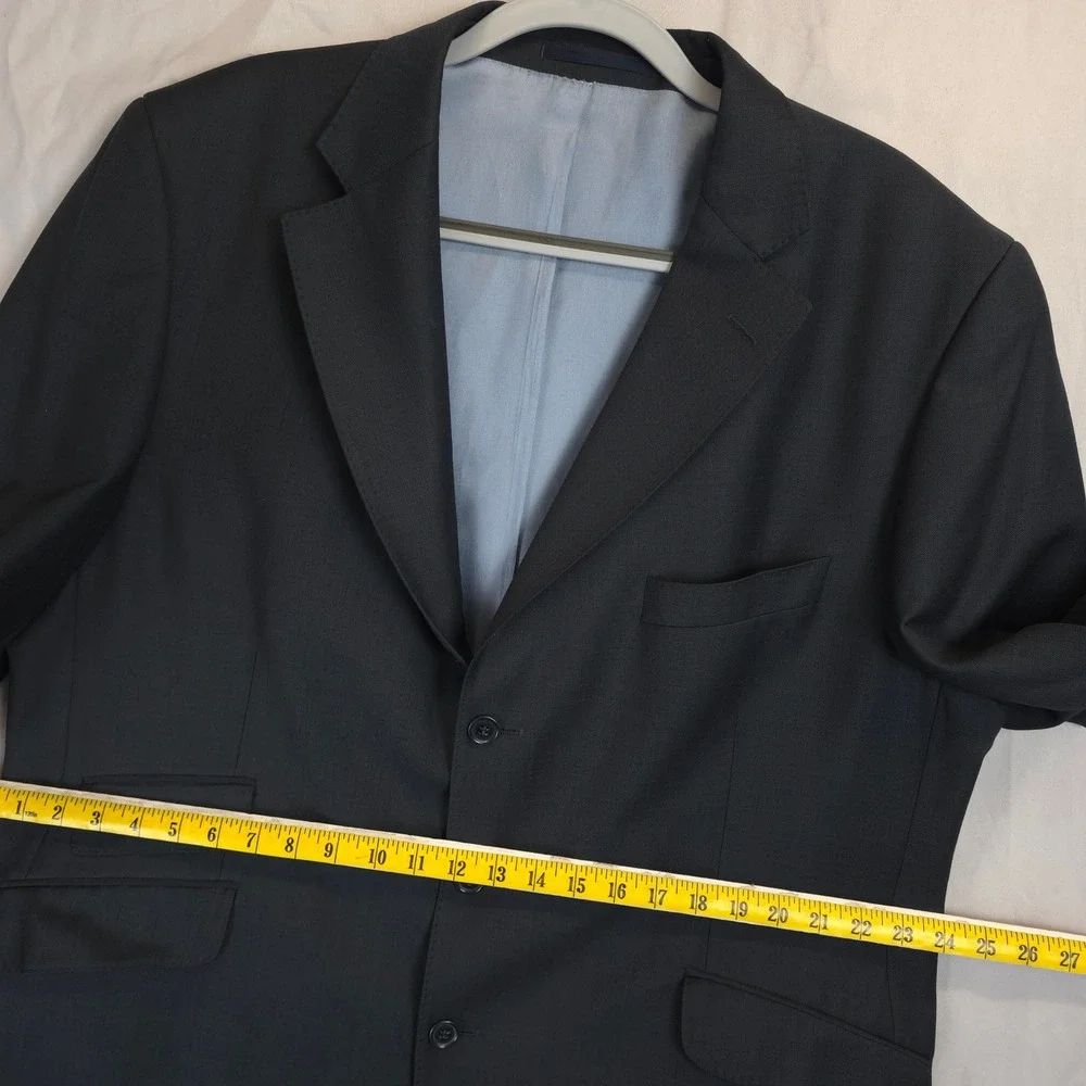 Italian Sports Coat Wool Blazer Jacket Mens Super 150s Blue Size 62 EU 52 US
